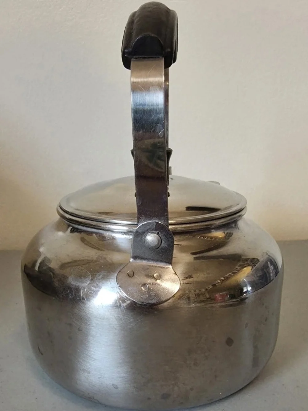 Stainless Steel Silver Teapot with Black Handle